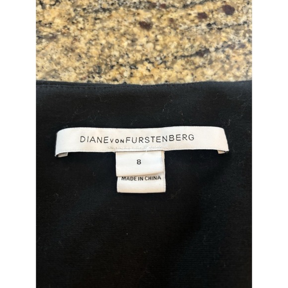 Diane Von Furstenberg Dress Womens Size 8 Black Cap Sleeve Evening Wear - Picture 3 of 7